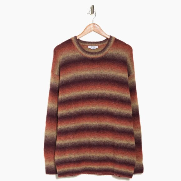 RE/DONE Stripe 90s Oversized Crewneck In Coral Multi - Picture 2 of 2